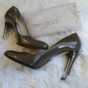 Jimmy Choo Taupe & Silver Heels